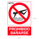 Cartel Prohibido Bañarse 30x21 cm.