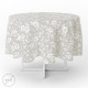 Mantel Hule Redondo Flores Blancas Impermeable Antimanchas PVC Ø140 cm. Uso Interior y Exterior