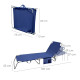 Tumbona Playa Cama Fabricada en Acero Con bolsillos. Color Azul, Reclinable 3 posiciones, Tumbona Jardin, Tumbona piscina.
