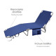 Tumbona Playa Cama Fabricada en Acero Con bolsillos. Color Azul, Reclinable 3 posiciones, Tumbona Jardin, Tumbona piscina.