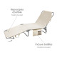 Tumbona Playa Cama Fabricada en Acero Con bolsillos. Color Beige. Reclinable 3 posiciones, Tumbona Jardin, Tumbona piscina.
