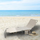 Tumbona Playa Cama Fabricada en Acero Con bolsillos. Color Beige. Reclinable 3 posiciones, Tumbona Jardin, Tumbona piscina.