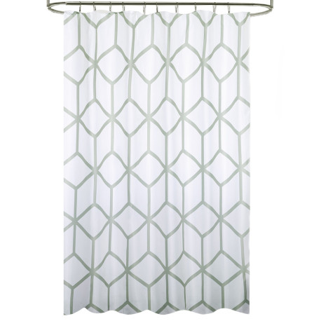 Cortina Ducha Tela Geometria 180 x 200 cm. Cortina baño, Cortina Tela Impermeable Con Anillas