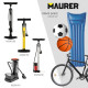 Bomba Aire Pie / Pedal Con Manometro 5,5 Bares Cuerpo Acero, Valvulas SCHRADER y PRESTA con Adaptadores. Bomba Bicicletas, Motos