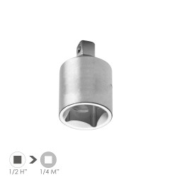 Adaptador Reductor  1/2" Hembra A 1/4" Macho. Acero Cromo Vanadio, Aristas Redondas, Reductor Carraca,