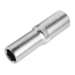 Llave Vaso 1/2" Hexagonal Larga 15 mm. Perfil de 6 caras. Acero Cromo Vanadio, Aristas Redondas